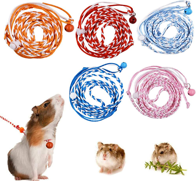 #ad Hamster Harness 5 Pieces Adjustable Small Animal Bell Harness Rope Harness for L $15.76