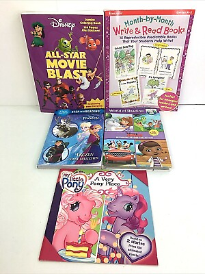 #ad Frozen Disney My Little Pony Coloring Book...Easy Reader Books Lot of 5 B30 $22.79