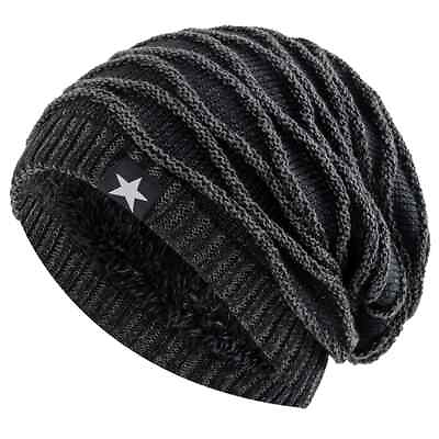 #ad Unisex Winter Hats Add Fur Lined Men And Women Warm Beanie Cap Star Knitted Hats $14.59