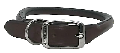 #ad HAMILTON Rolled Creased Leather Dog Collar Burgundy $13.99