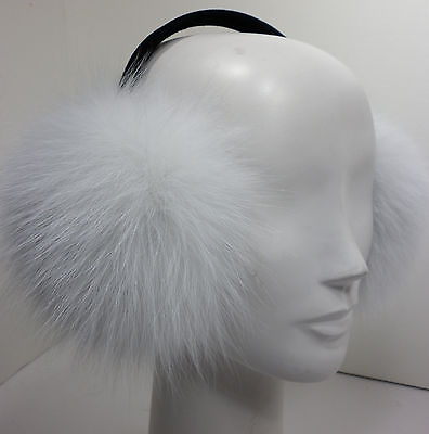 #ad Real White Fox Fur Earmuffs Brightened New $49.95