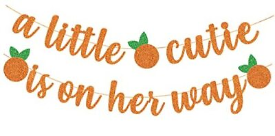 #ad A Little Cutie Is On Her Way Banner Little Cutie Banner A Little Cutie Orange $19.70