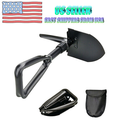 #ad Military Folding Shovel Folding Collapsible Camping Garden Entrenching Tool $12.34