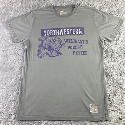 #ad Northwestern Wildcats Shirt Adult Small Gray Short Sleeve Distant Replays Retro $12.97
