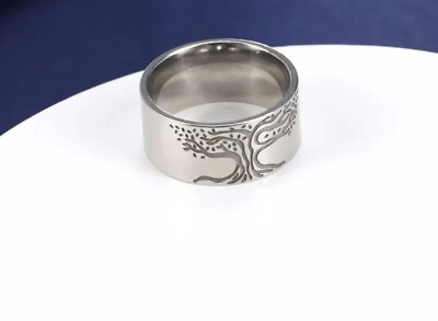 #ad 10mm Band Stainless Steel Ring With Embossed Tree Of Life $8.99