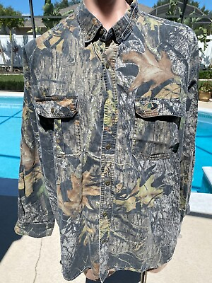#ad Mossy Oak Camouflage Hunting Camo Long Sleeve Shirt mens XXL $28.00