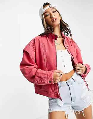 #ad Free People Florence Slouchy Crop Bomber Jacket Pink X Small RRP $168 GBP 69.99