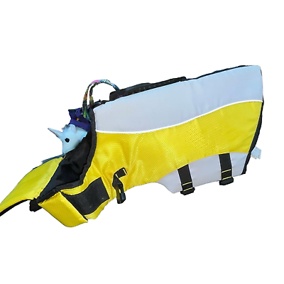 #ad Dog Pet Life Vest Jacket Sz Large GF Safety Preserver Buoyant Yellow Reflective $20.21