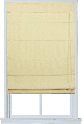 #ad HOME basics Ivory Linen Fabric Inaccessible Cord Roman Shade 36 in. W x 64 in. $39.99