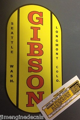 #ad Gibson Tractor Wisconsin Engine Decal With United Specialties Oil Bath Decal $26.40