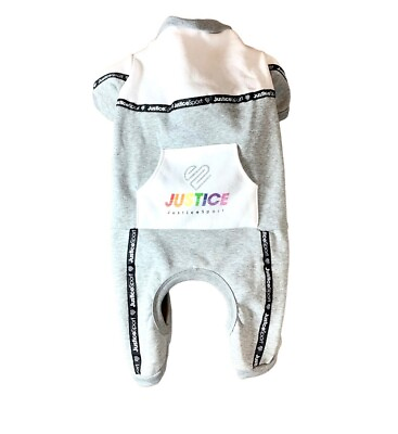 Justice Pet Apparel Dog Clothing Clothes Sweatsuit Track Suit Jumpsuit Gray Med $9.00