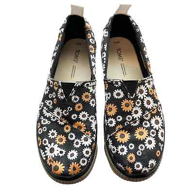 #ad TOMS Stay Wild Alpargata Boardwalk Sun Daisy Flower Platform Shoes Size 6.5 $34.99