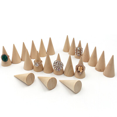 #ad 1 10X Ring Organizer Wooden Cone Creative Ring Holder Ring Jewelry Display‹ $8.11