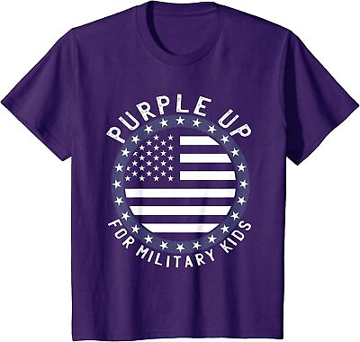 #ad Purple Up For Military Kids Purple Month Vintage Us Youth Unisex T shirt $18.99