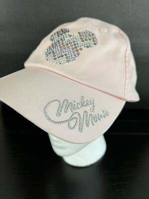 #ad Walt Disney Pink Baseball Cap Mickey Minnie Mouse Ears Bling Sparkle $6.99