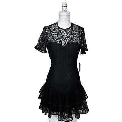 #ad Lini Maya Lace Ruffle Fit amp; Flare Sweetheart Neckline Dress Women Small NWT $74.97