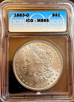 #ad 1883 O Morgan Silver Dollar graded MS 65 by ICG Combined Shipping $215.00
