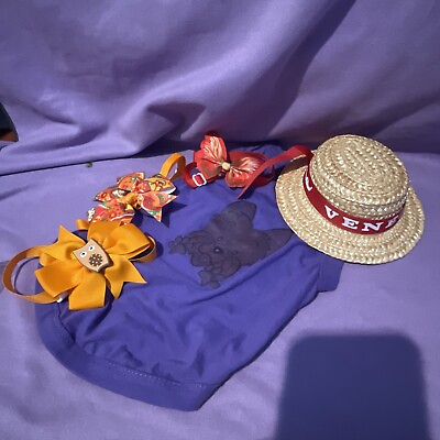 Dog Lot XS Shirt Hat Collar Bow Purple $13.41