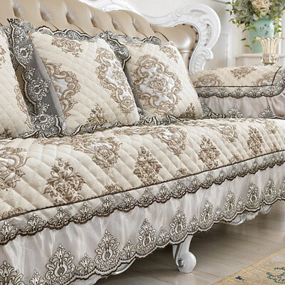Jacquard Luxury Sofa Cover Delicate Sofa Cushion Lace Folding Vertical Non slip $56.57