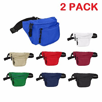 #ad DALIX Fanny Pack with 3 Pockets Travel Waist Pouch Adjustable 2 Pack $12.99