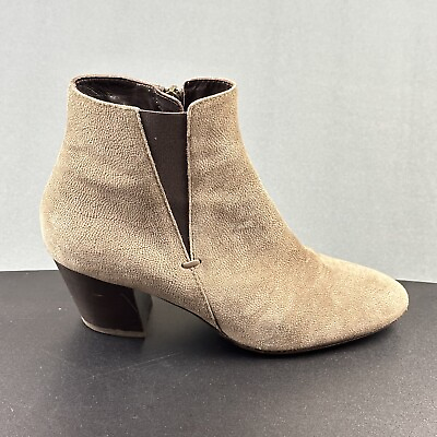 #ad Aquatalia Faylynn Ankle Boot Womens 8 Taupe Pebbled Suede Booties Made in Italy $51.94