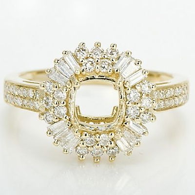 #ad Cushion 8×8mm Solid 14K Yellow Gold Diamond Semi Mount Engagement Ring Setting $780.00