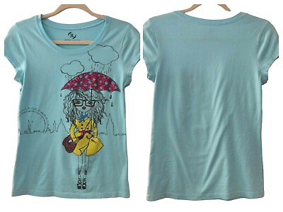 #ad Jerry Leigh Jr Womens Girl Glitter Umbrella S S T Shirt Top Meeting Sample Sz M? $24.87