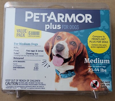 #ad PetArmor Plus for Medium Dogs 23 44 lbs Tick Lice Fleas 6 Pack $33.99