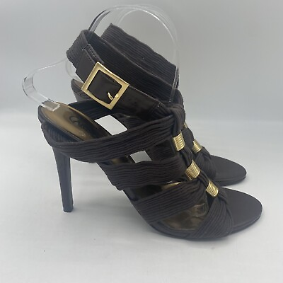 #ad Carlos Santana Brown Gladiator Stilettos Sandals Shoes Womens Size 9 29 $20.00