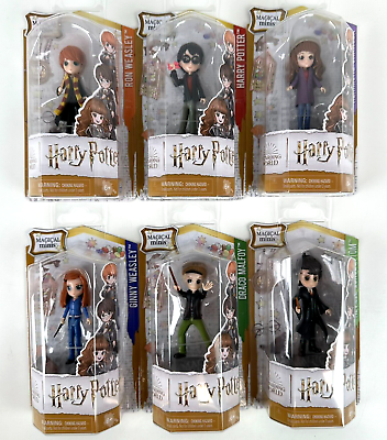 #ad 6 Magical Minis Wizarding World Harry Potter Ron Hermione Ginny Draco Neville $11.97