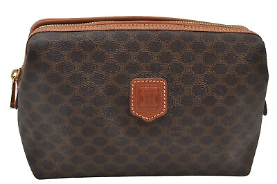 #ad Authentic CELINE Macadam Blason Pattern Clutch Hand Bag PVC Leather Brown 2440J $220.00
