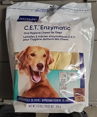 #ad CET Enzymatic Oral Hygiene Chews for Large Dogs 30 Chews Exp. 08 2025 $18.99