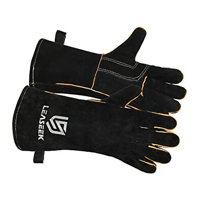 #ad Welding Gloves Heat Fire Resistant Leather Barbecue GlovesMitts for Firepla... $36.09