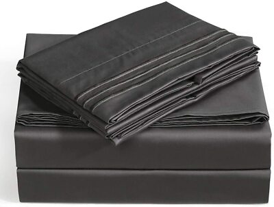 Balichun 1000TC Thread Count Egyptian Cotton King Queen Gray Bed Sheets Set $24.95