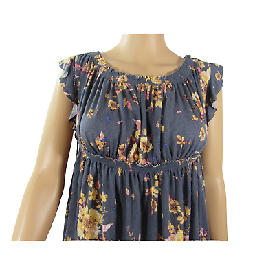 #ad NWT Free People Sam Off The Shoulder Top Womens Sz S Navy Combo Floral OB576440 $27.71