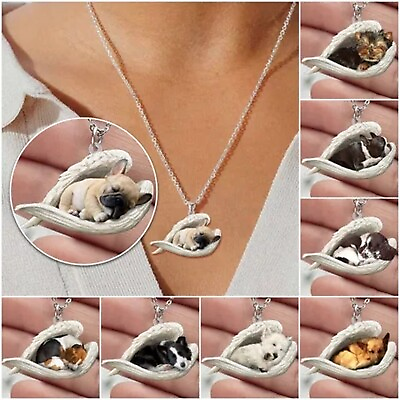 #ad Pet Necklace Sleeping Dog Necklace Cute Angel Necklace Personality Gifts For $8.73