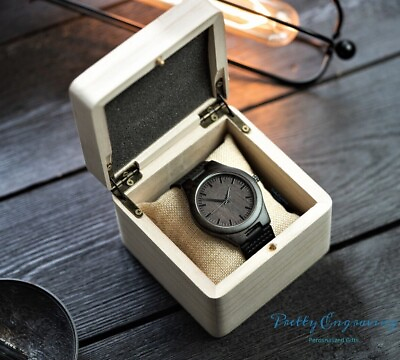 #ad Engraved Wood Watch with Box Gift Idea Watch with Personalized Wooden Box $19.99