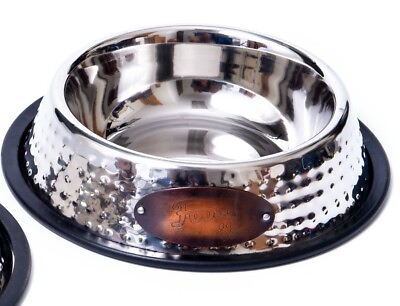 #ad BRAND NEW Beautiful Dog Stainless Steel Bowl With Copper quot;Foodquot; Label $4.75