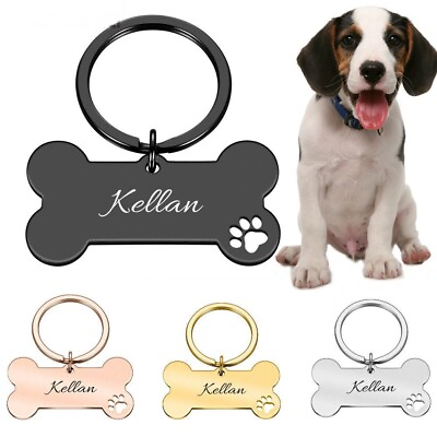#ad #ad Personalized Pet Collar ID Tag Engraved Name Dog Cat Puppy Pendant Bone Pets Diy $9.99