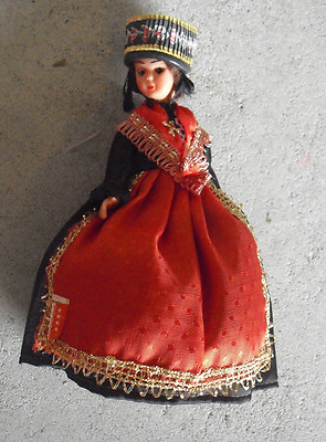 #ad Vintage 1960s Valais Jointed Plastic Black Hair Ethnic Girl Doll 6quot; Tall $17.00