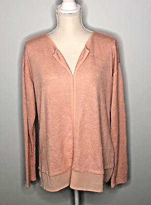 #ad SANCTUARY Blush Pink V Neck Long Sleeve Blouse XL $13.59
