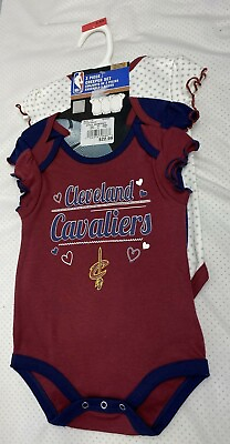 #ad NBA Cleveland Cavaliers Baby Girls 3PC Creeper Bodysuit Set 3 6M NEW $7.49