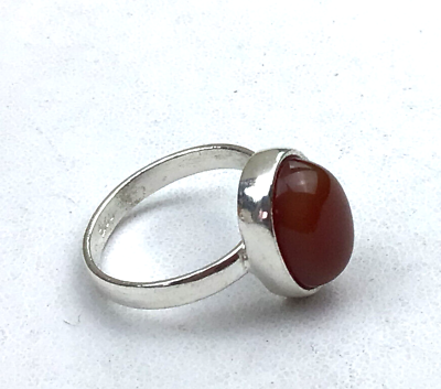 #ad New Sterling Ring 925 Silver Carnelian Gemstone Simple Style SZ 8.5 $20.00