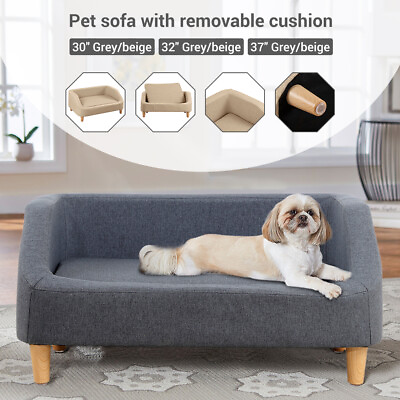 30 32 37#x27;#x27; Pet Sofa Bed Raised Cat Chair Dog Couch Bed Removable Cushion Sleep $177.99