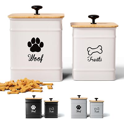 #ad Dog Treat Container Airtight Set of 2 8x6quot; amp; 7x5quot; Dog Treat Jars with Lids ... $47.52