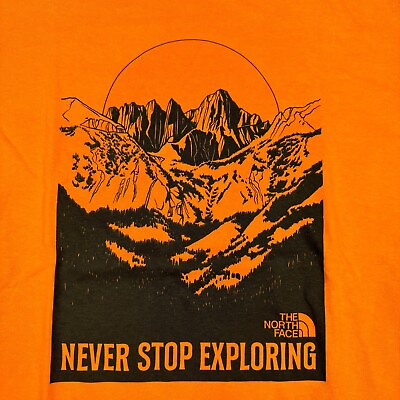 #ad NEW The North Face Shirt Mens Large Orange Cotton Never Stop Exploring Wonders $19.99