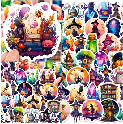 #ad 10pcs Colorful Witchy Stickers Scrapbooking Journaling Christmas Gift $2.99