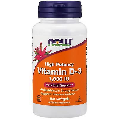 #ad NOW Foods Vitamin D 3 1000 IU 180 Softgels $7.19