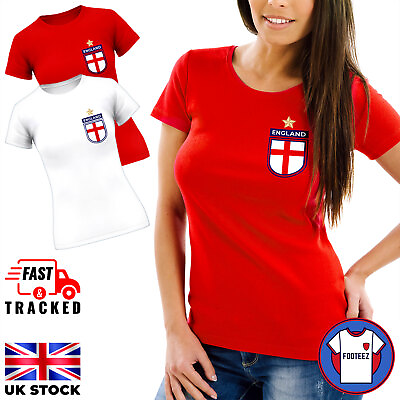 #ad Womens England Football Tshirt World Team Cup Game Ladies Lioness Tee Top GBP 12.95