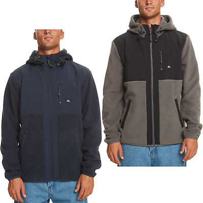 #ad Quiksilver Mens Polar Full Zip Hooded Warm Winter Fleece Jacket $92.50